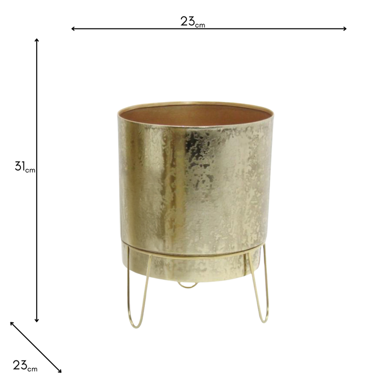 Anisha Medium Planter With Stand – Gold Planter Pot