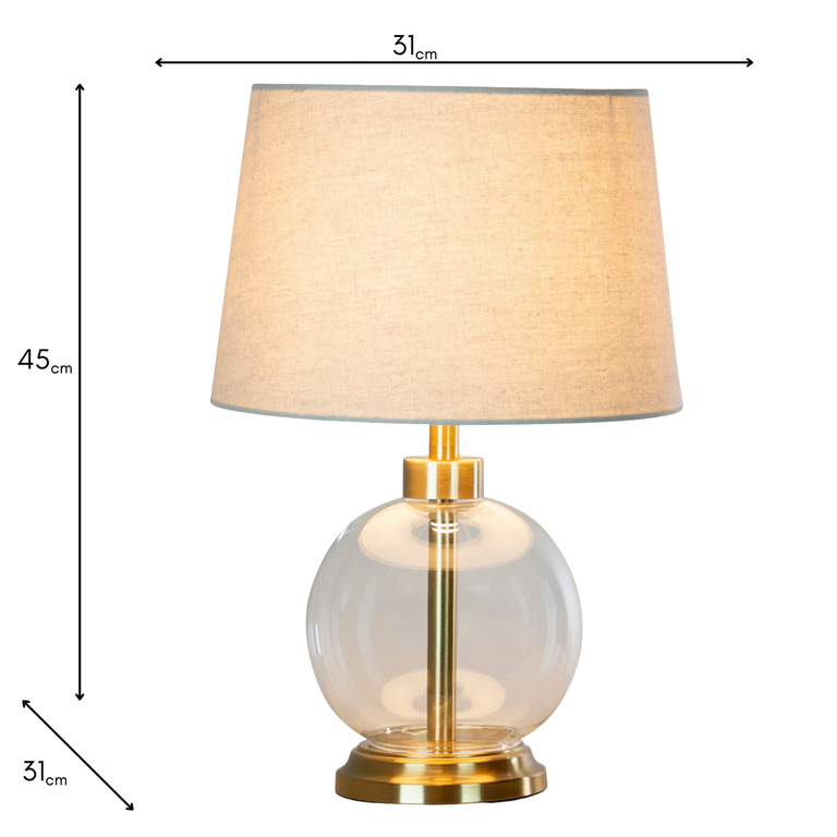 Bella Glass & Gold Table Lamp 45cm – Elegant Homeware Lighting