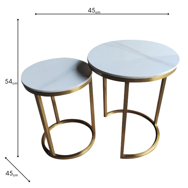 Vienna Nest of 2 Marble Side Tables – Elegant Living Room Furniture