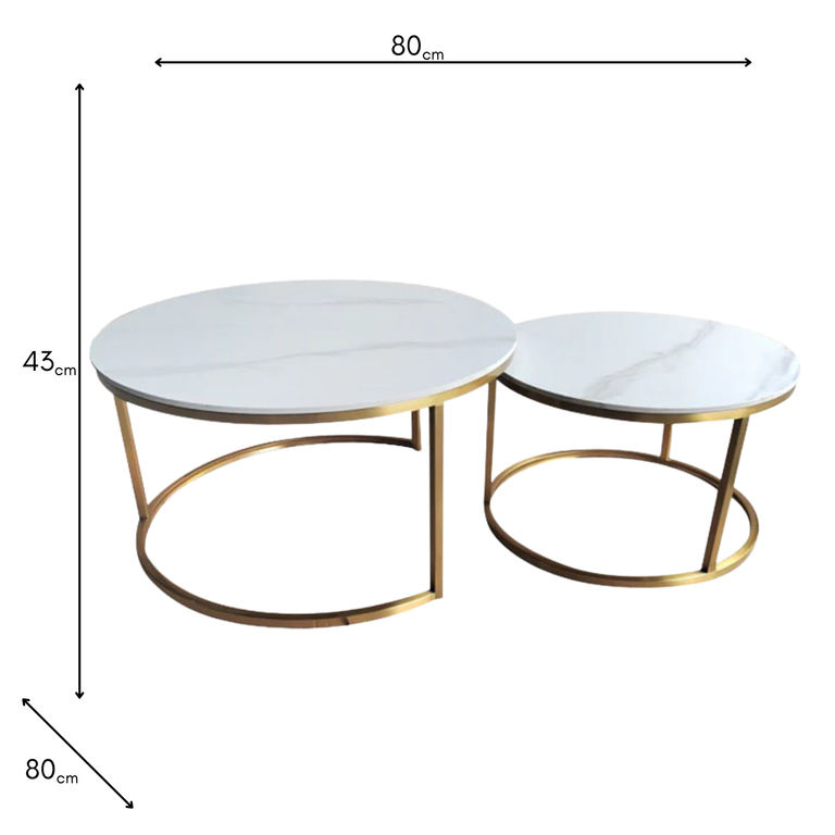 Vienna Nest of 2 Marble Coffee Tables – Elegant Living Room Set