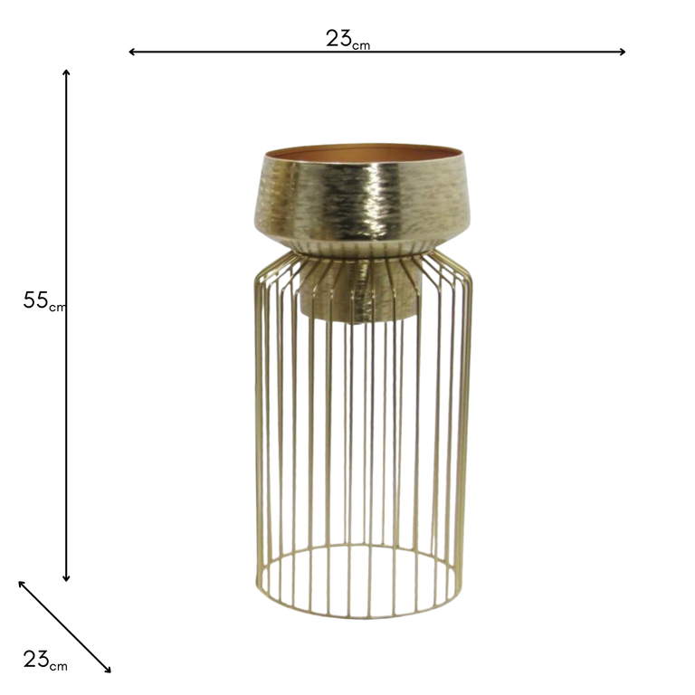 Lia Medium Planter With Stand – Gold Planter Pot for Home