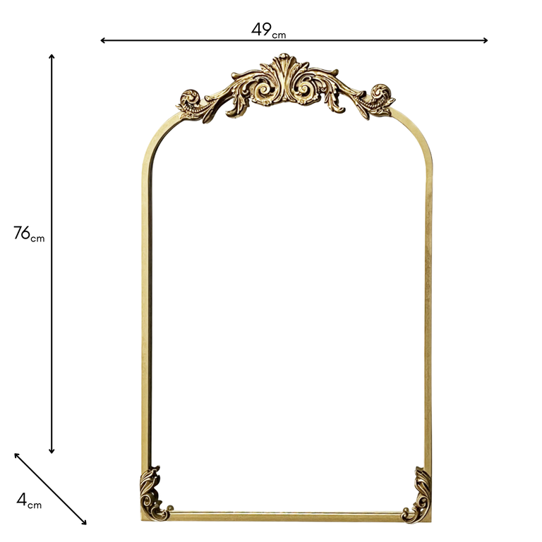 Charlotte Gold Arched Mirror 76cm – Decorative Wall Mirror Furniture