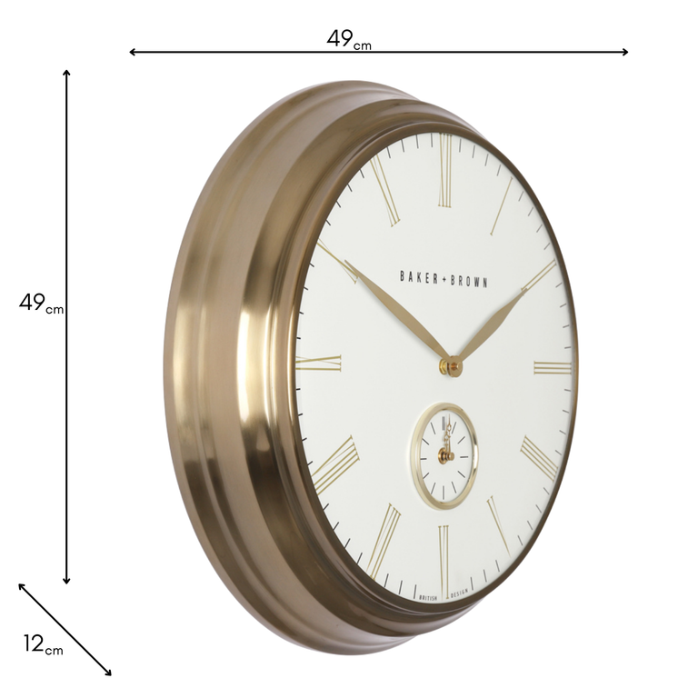 Baker and Brown White/Brass Round Clock – Wall Clock Homeware