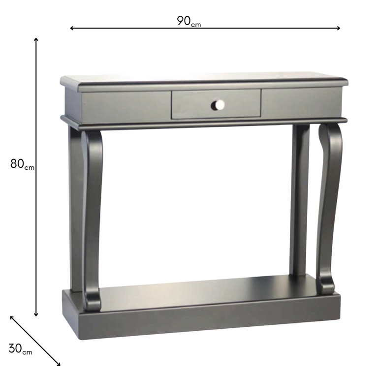 Scroll Black 90cm Console Table W/Drawer
