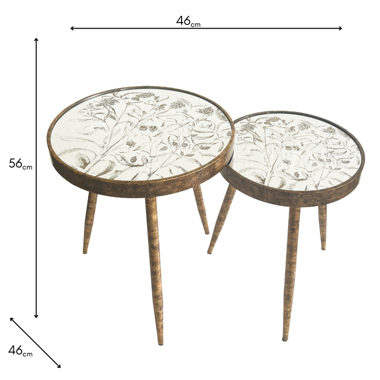 Vela Gold Nest of Tables – 2 Side Tables for Living Room