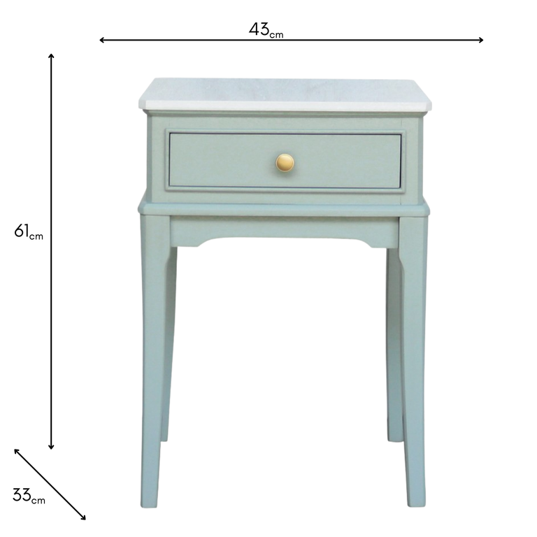 Monroe Sage Marble Accent Table with Drawer – Elegant Side Table
