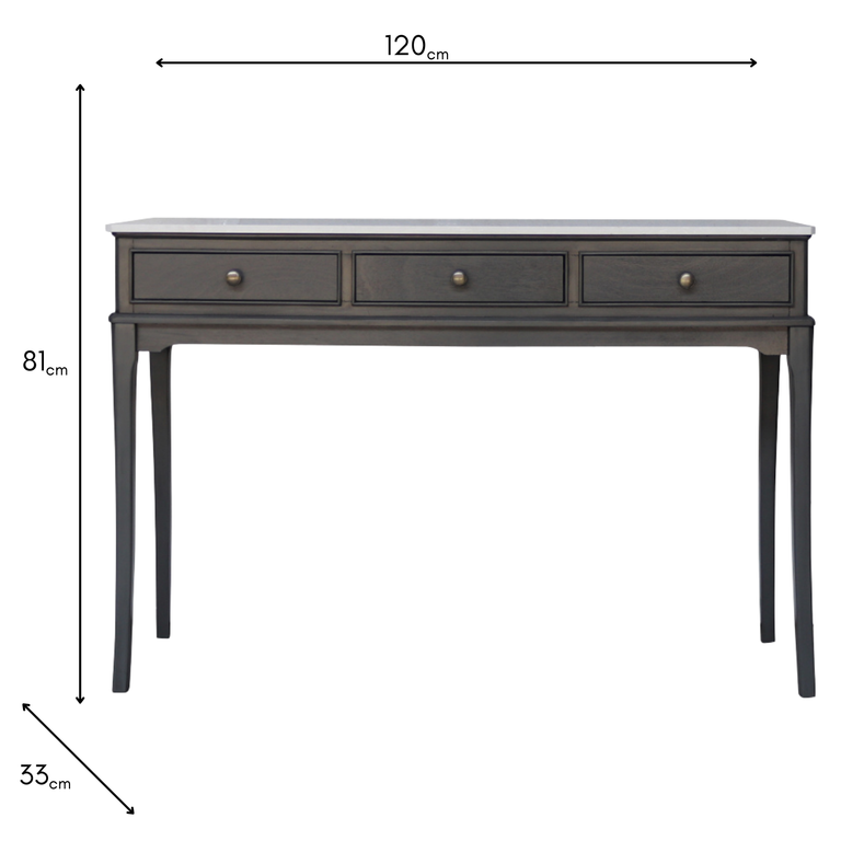 Monroe Wooden Console Table with Marble Top & 3 Drawers