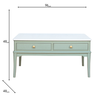 Monroe Coffee Table with Marble Top Sage – Coffee Table with Drawers