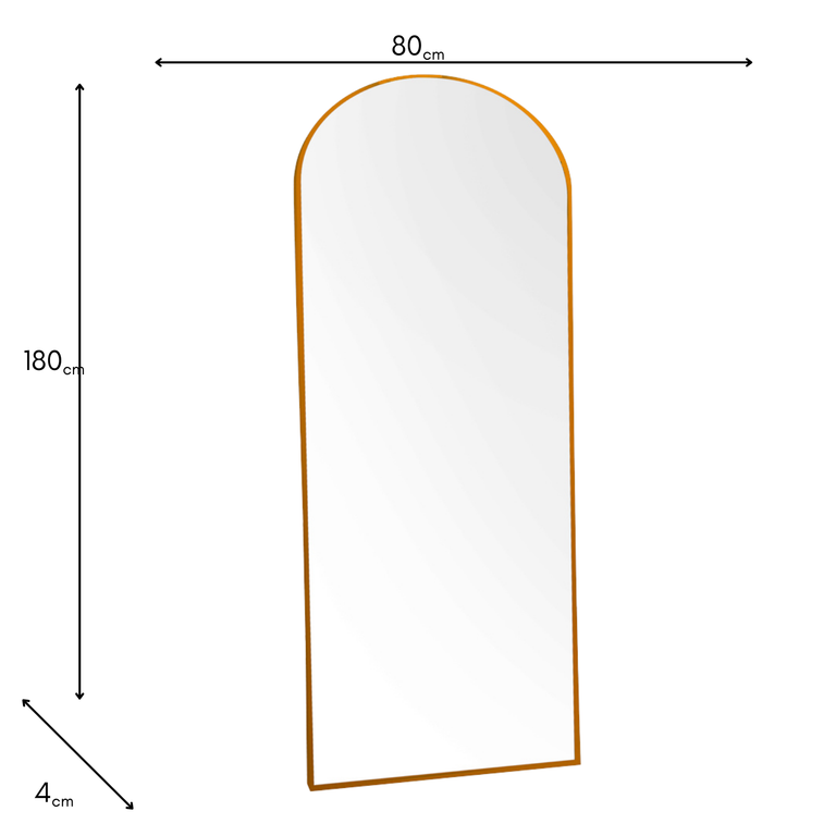Modena Gold Arch Leaner Floor Mirror 80x180 cm – Full Length Mirror