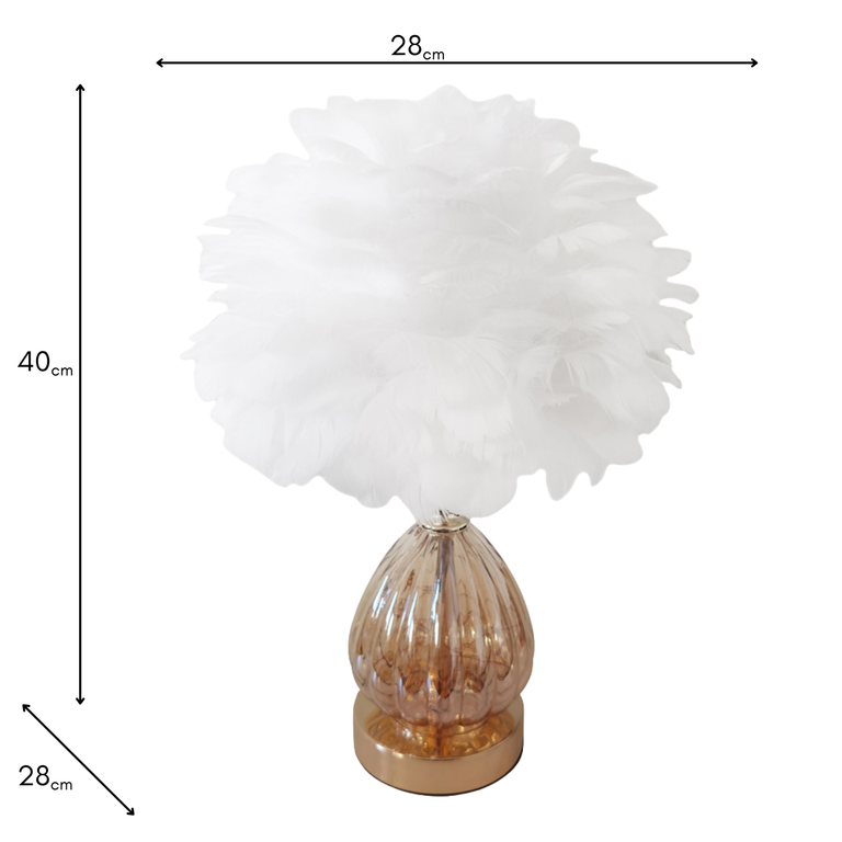 Raya White LED Feather Table Lamp – 40cm Cozy Lighting Accent