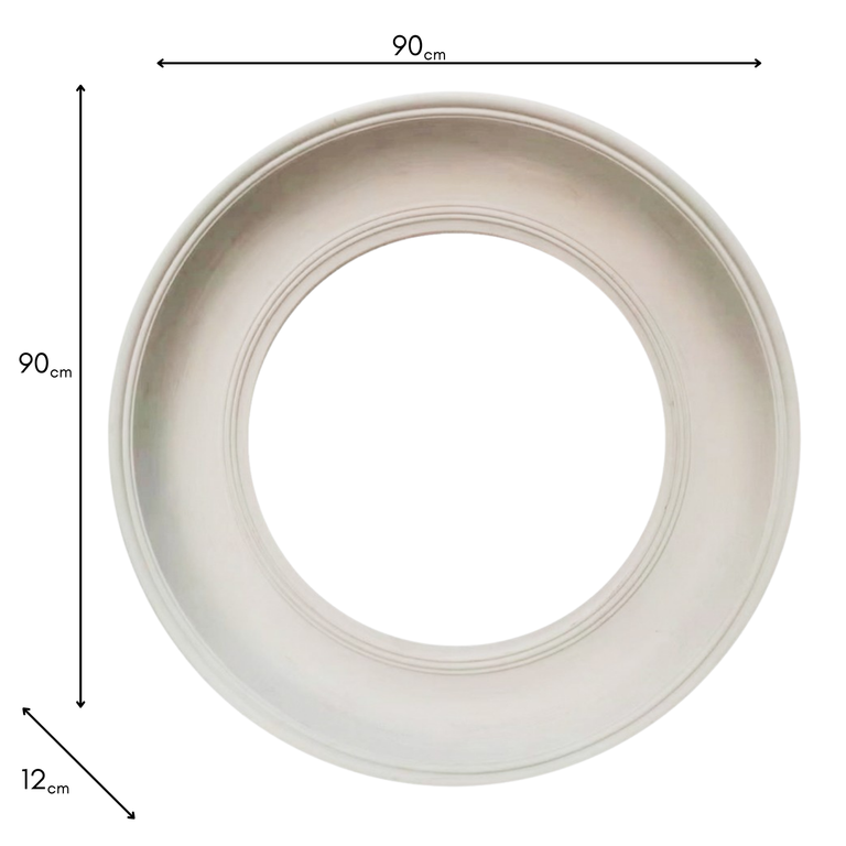 Marcella Deep Round Mirror – Oyster Solid Frame Wall Mirror 90cm