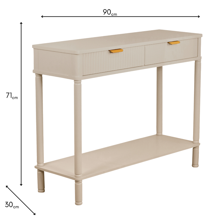 Parson 2 Drawer Console Table – Beige Wooden Console for Living Room