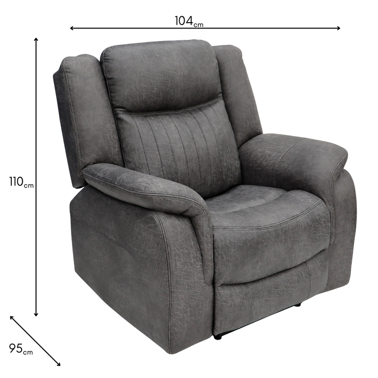 Darlington Recliner Armchair Grey - Fabric Living Room Furniture