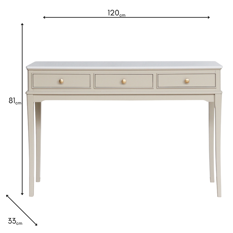 Monroe 3Dr Console Table with Marble Top Stone