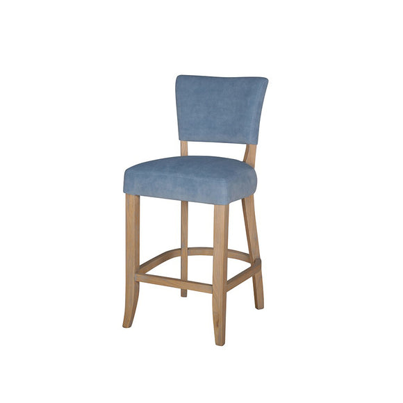 Duke Bar Stool Velvet Blue - Elegant and comfortable high stool for a kitchen island