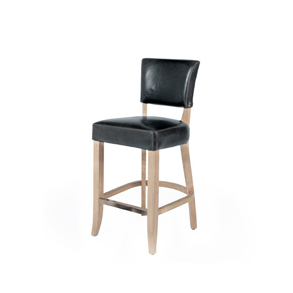 Duke Bar Stool in Ink Blue Leather - Ideal for Stylish Kitchen Islands and Bar Counters