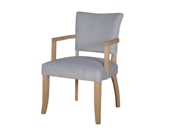 Enhance Your Dining Experience with the Luxurious Duke Dining Arm Chair in Light Grey Velvet