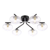 Ede six light semi flush ceiling light in matt black with moulded glass