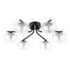 Ede six light semi flush ceiling light in matt black with moulded glass - view 2