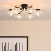 Ede six light semi flush ceiling light in matt black with moulded glass - view 4