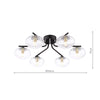 Ede six light semi flush ceiling light in matt black with moulded glass - view 5
