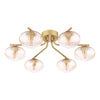 Ede six light semi flush ceiling light in satin gold with amber glass - view 2