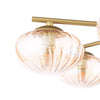 Ede six light semi flush ceiling light in satin gold with amber glass - view 3