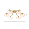 Ede six light semi flush ceiling light in satin gold with amber glass - view 5