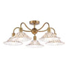 Elara five light semi flush ceiling light in antique bronze with metal shades