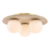 Elgor three light IP44 bathroom ceiling light in travertine with opal glass