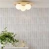 Elgor three light IP44 bathroom ceiling light in travertine with opal glass - view 3