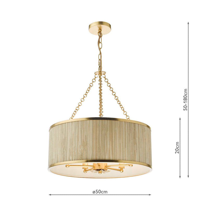 Fenella 5 Light Pendant Lighting Fixture Gold Leaf – Elegant Decorative Ceiling Lighting for Living & Dining Spaces