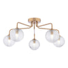 Feya five light semi flush ceiling light in antique bronze with amber hammered glass