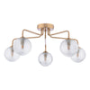 Feya five light semi flush ceiling light in antique bronze with amber hammered glass - view 2