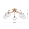 Feya five light semi flush ceiling light in antique bronze with amber hammered glass - view 3