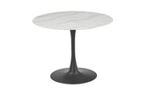 Circe Round Dining Table 80cm White Marbled Glass