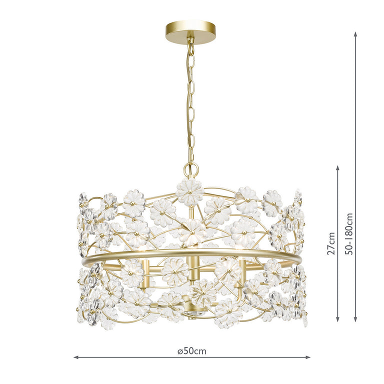 Fonda 3 Light Pendant Satin Gold and Glass
