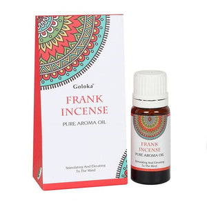 Embrace the warm and exotic scent of Goloka Frankincense Fragrance Oil, an ancient aroma that brings a sense of tranquility and spirituality."