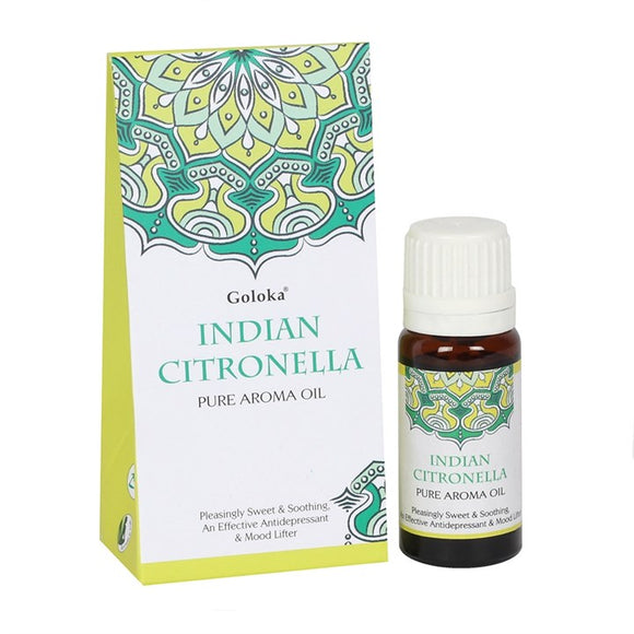 Experience the refreshing and invigorating aroma of Goloka Indian Citronella Fragrance Oil, a delightful scent that helps keep insects at bay during outdoor gatherings.