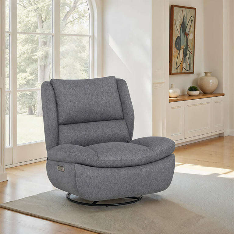 Freddy Electric Reclining Swivel Glider Chair Grey