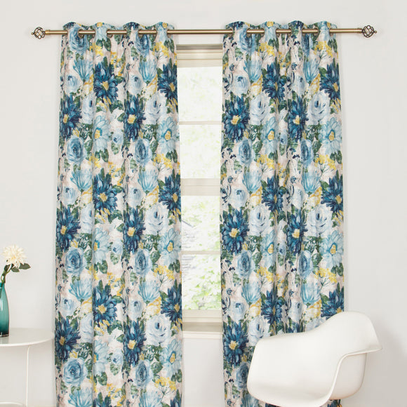 Elegant Azure Florabunda Curtains