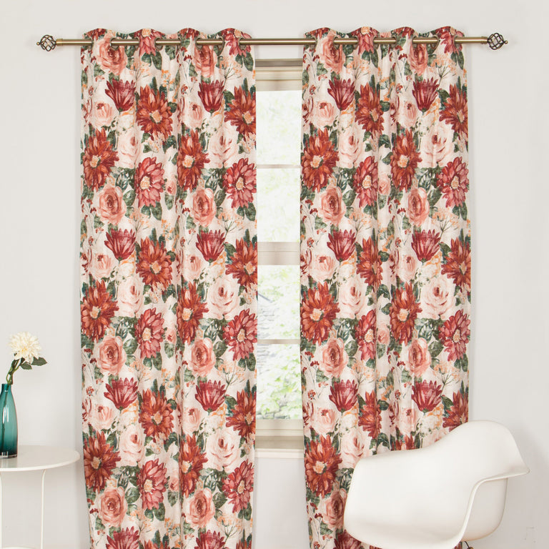 Florabunda Curtains Russet 90x90in - Display Curtains