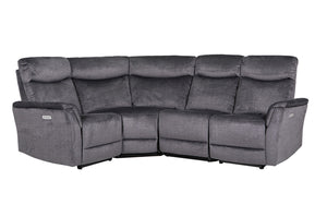 Transform your living space with the Matera Corner Group Electric Recliner Sofa in a sophisticated graphite color. This sofa features electric reclining mechanisms for personalized comfort, allowing you to relax and unwind effortlessly. Its spacious corner design offers ample seating for family and friends.