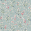 Dark Duck Egg Blue Mosedale Posy wallpaper inspired by a late '90s antique sample, featuring snapdragons and foliage.