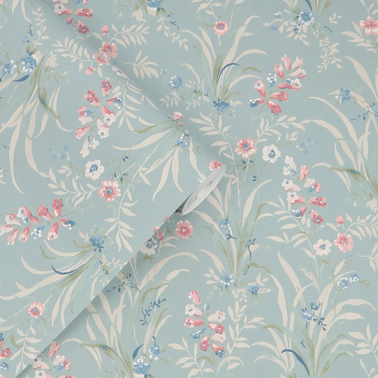 Laura Ashley Wallpaper Mosedale Dark Duck Egg Blue