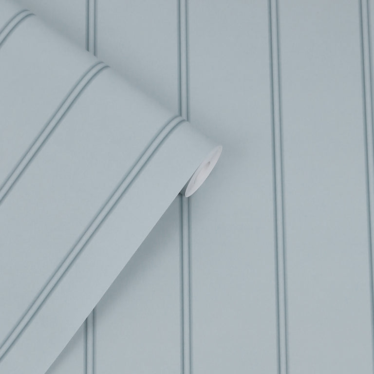 Laura Ashley Wallpaper Chalford Wood Panelling Seaspray Blue