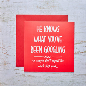 Visualize the Christmas Googling Card, featuring a fun and modern design that brings laughter and holiday wishes.