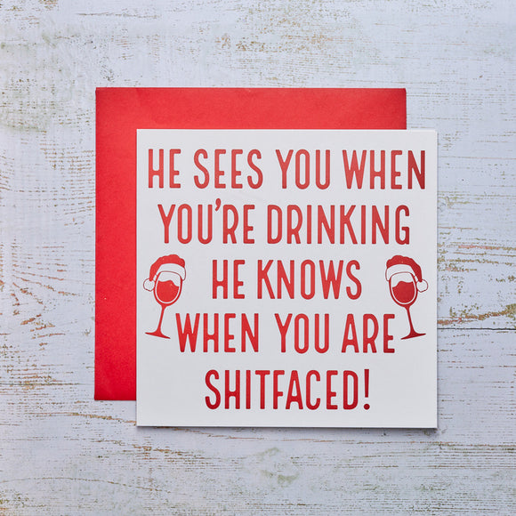 Visualize the Christmas Shitfaced Card, a festive and humorous greeting that's sure to make your loved ones smile.