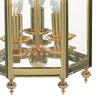 Moorgate 3 Light Lantern Polished Brass and Glass close view picture of the metal frame