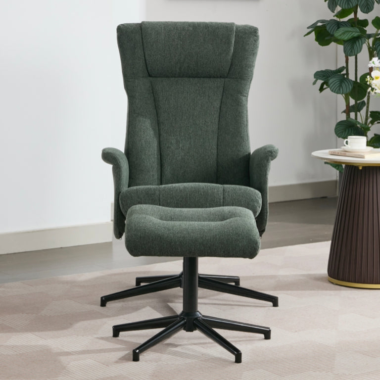 Apero Winter Moss Accent Chair & Footstool Set | Occasional Chair